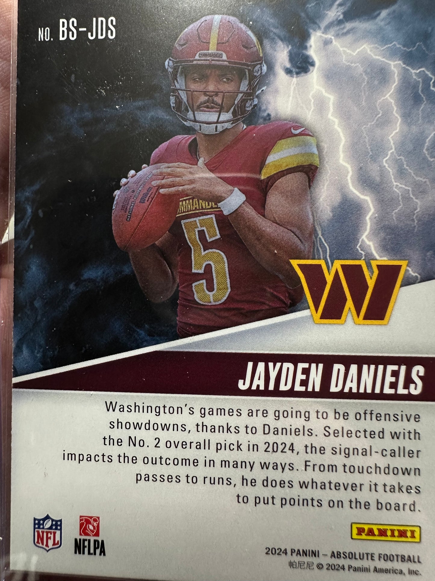 2024 JAYDEN DANIELS ABSOLUTE BY STORM CARD. CARD # BS-JDS
